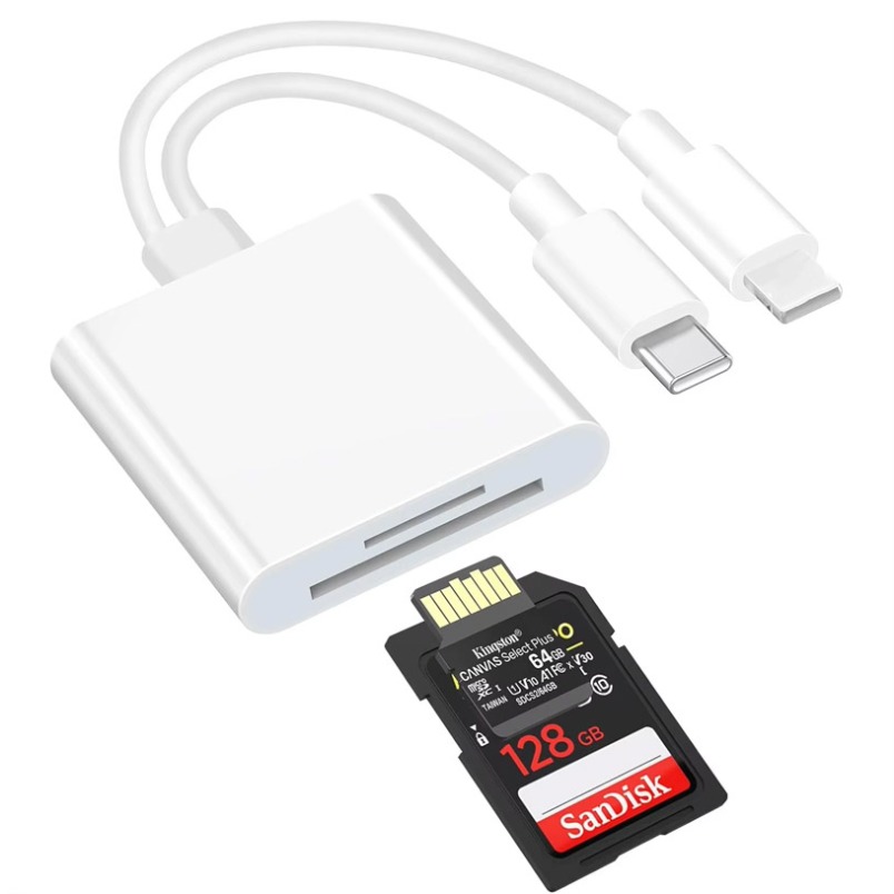 Home Assistant Sd - Hochgeschwindigkeits-SD-Kartenleser 2-in-1 Lightning USB-C Dual-Slot Micro-TF-Kartenadapter