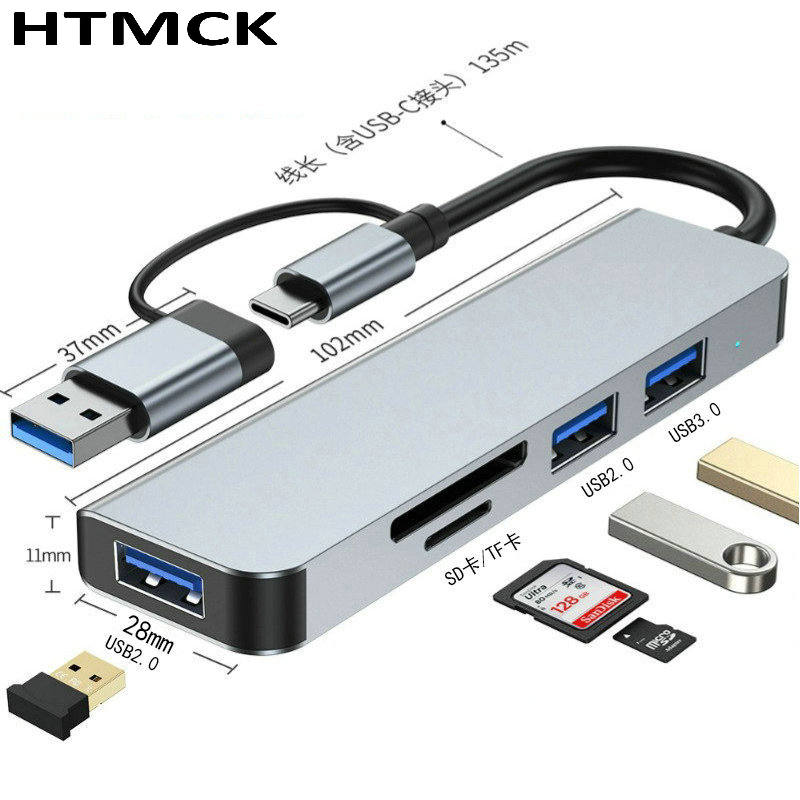 Home Assistant Sd - 8-in-2 USB-C-Hub Multiport-Dockingstation mit USB3.0 SD-TF-Kartenleser-Adapter