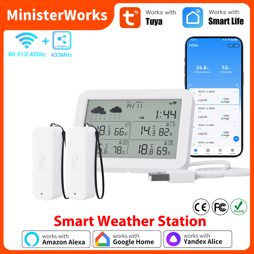 Temperature Humidity Sensor - Tuya WiFi-Wetterstation RF433 Drahtloser Temperatur- und